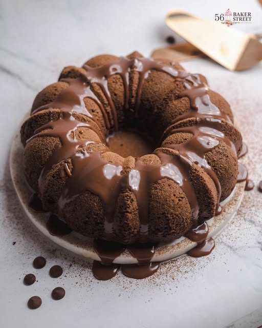 Chocolate bundt cake with ganache glaze